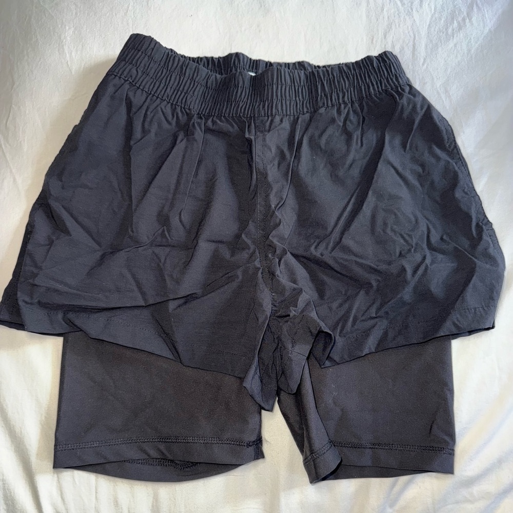 WeWoreWhat Black Layered Elastic Shorts
